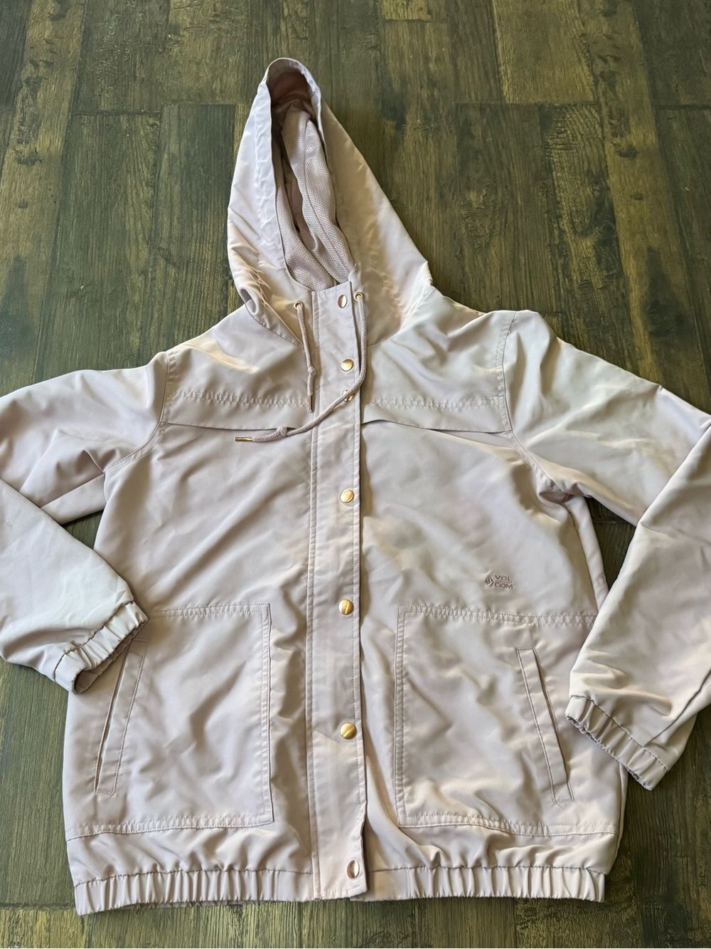 Volcom Women's Hooded Rain Jacket in Light Pink Size M